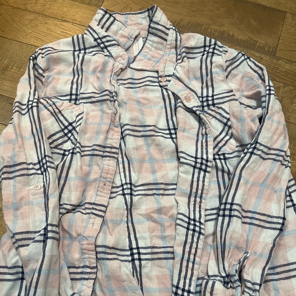 Pink and White Plaid Blouse